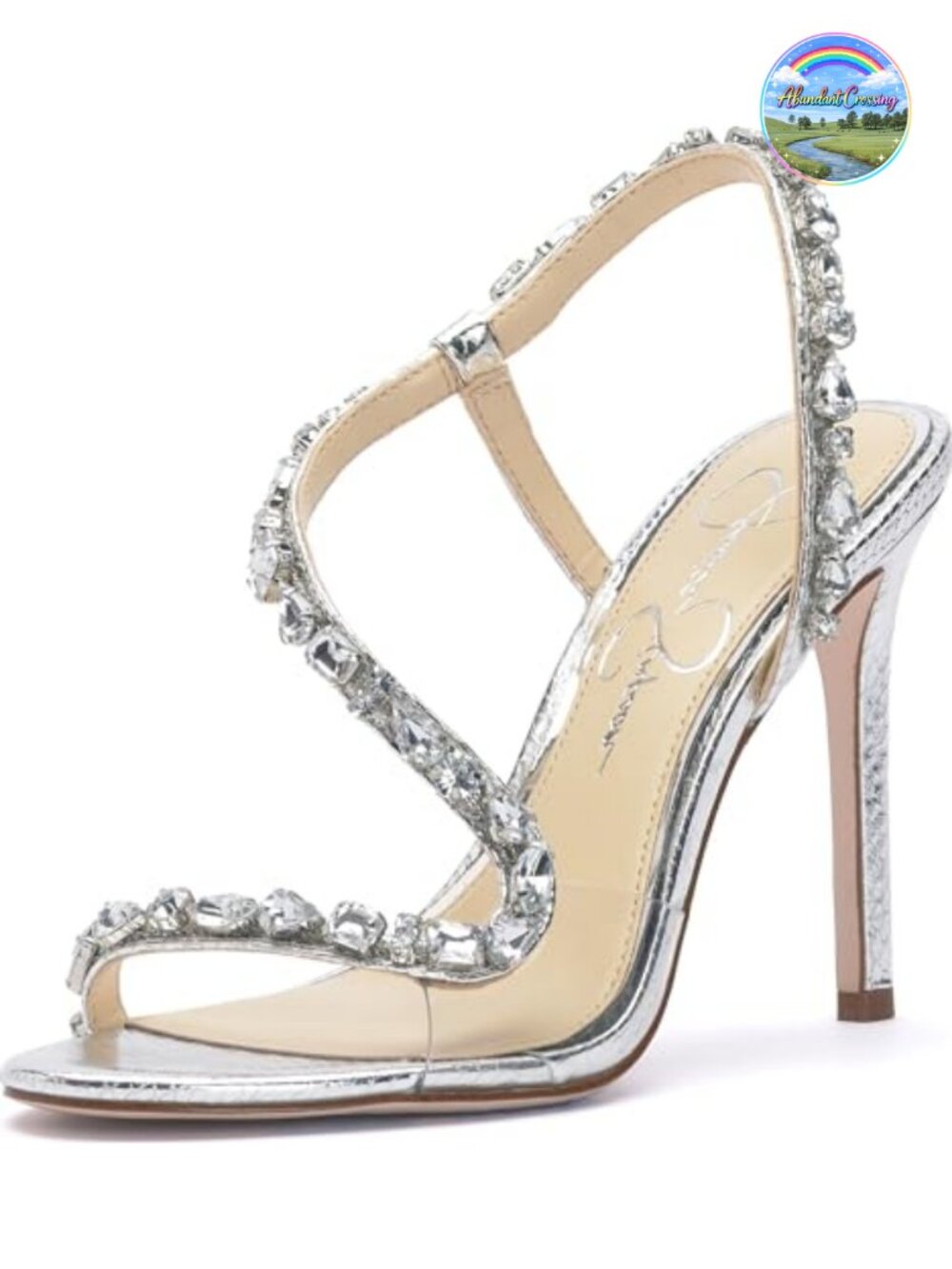 Embellished Crystal Slingback Heeled Sandals for Women Stiletto Heels